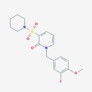 molecular formula C18H21FN2O4S B2991558 1-(3-氟-4-甲氧基苄基)-3-(哌啶-1-磺酰基)吡啶-2(1H)-酮 CAS No. 1251578-00-3