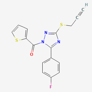 molecular formula C16H10FN3OS2 B2991563 5-(4-Fluorophenyl)-3-prop-2-ynylthio(1,2,4-triazolyl) 2-thienyl ketone CAS No. 1024198-99-9