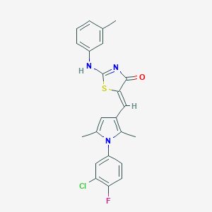 (5Z)-5-[[1-(3-chloro-4-fluorophenyl)-2,5-dimethylpyrrol-3-yl]methylidene]-2-(3-methylanilino)-1,3-thiazol-4-one
