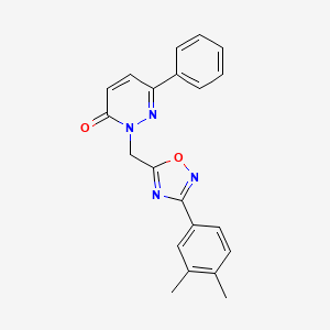 molecular formula C21H18N4O2 B2991597 2-((3-(3,4-二甲苯基)-1,2,4-恶二唑-5-基)甲基)-6-苯基吡哒嗪-3(2H)-酮 CAS No. 1207035-35-5