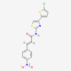molecular formula C16H10ClN3O3S2 B2991609 （E）-N-(4-(5-氯噻吩-2-基)噻唑-2-基)-3-(4-硝基苯基)丙烯酰胺 CAS No. 476316-93-5