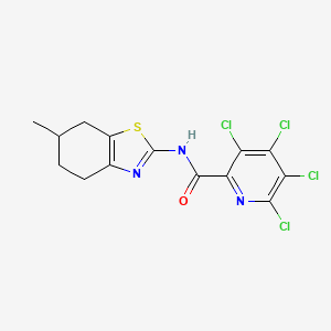 molecular formula C14H11Cl4N3OS B2991612 3,4,5,6-tetrachloro-N-(6-methyl-4,5,6,7-tetrahydro-1,3-benzothiazol-2-yl)pyridine-2-carboxamide CAS No. 939941-96-5