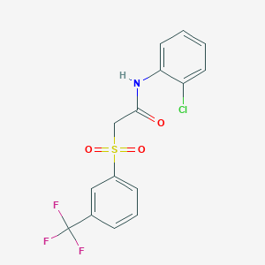 molecular formula C15H11ClF3NO3S B2991649 N-(2-chlorophenyl)-2-{[3-(trifluoromethyl)phenyl]sulfonyl}acetamide CAS No. 339107-39-0