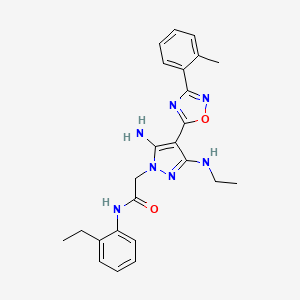2-[5-Amino-3-(ethylamino)-4-[3-(2-methylphenyl)-1,2,4-oxadiazol-5-yl]pyrazol-1-yl]-N-(2-ethylphenyl)acetamide
