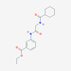 molecular formula C18H24N2O4 B2991673 Ethyl 3-(2-(cyclohexanecarboxamido)acetamido)benzoate CAS No. 433322-96-4