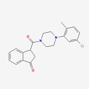 molecular formula C21H21ClN2O2 B2991677 3-(4-(5-chloro-2-methylphenyl)piperazine-1-carbonyl)-2,3-dihydro-1H-inden-1-one CAS No. 1207005-03-5