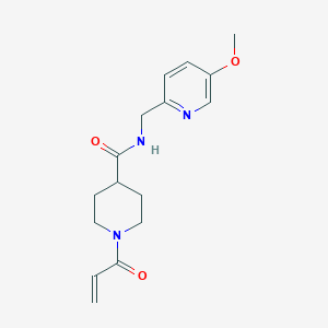molecular formula C16H21N3O3 B2991679 N-[(5-Methoxypyridin-2-yl)methyl]-1-prop-2-enoylpiperidine-4-carboxamide CAS No. 2361709-64-8