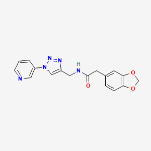 2-(benzo[d][1,3]dioxol-5-yl)-N-((1-(pyridin-3-yl)-1H-1,2,3-triazol-4-yl)methyl)acetamide