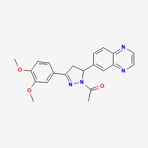 1-(3-(3,4-dimethoxyphenyl)-5-(quinoxalin-6-yl)-4,5-dihydro-1H-pyrazol-1-yl)ethanone