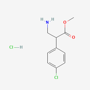 molecular formula C10H13Cl2NO2 B2991689 Methyl 3-amino-2-(4-chlorophenyl)propanoate hydrochloride CAS No. 1001180-63-7