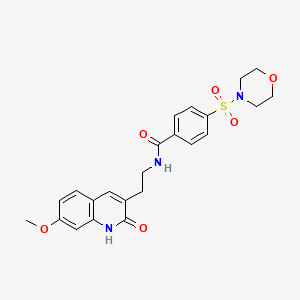 molecular formula C23H25N3O6S B2991698 N-[2-(7-甲氧基-2-氧代-1H-喹啉-3-基)乙基]-4-吗啉-4-基磺酰基苯甲酰胺 CAS No. 851406-24-1