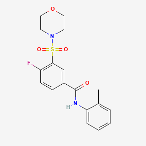 molecular formula C18H19FN2O4S B2991699 4-fluoro-N-(2-methylphenyl)-3-(morpholine-4-sulfonyl)benzamide CAS No. 451475-05-1