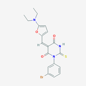 molecular formula C19H18BrN3O3S B299170 (5E)-1-(3-bromophenyl)-5-{[5-(diethylamino)furan-2-yl]methylidene}-2-thioxodihydropyrimidine-4,6(1H,5H)-dione 