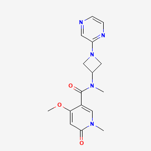 molecular formula C16H19N5O3 B2991702 4-Methoxy-N,1-dimethyl-6-oxo-N-(1-pyrazin-2-ylazetidin-3-yl)pyridine-3-carboxamide CAS No. 2380095-76-9