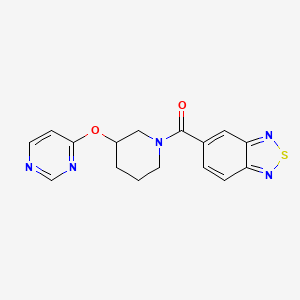 molecular formula C16H15N5O2S B2991704 Benzo[c][1,2,5]thiadiazol-5-yl(3-(pyrimidin-4-yloxy)piperidin-1-yl)methanone CAS No. 2034332-46-0