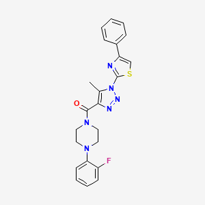 molecular formula C23H21FN6OS B2991707 (4-(2-fluorophenyl)piperazin-1-yl)(5-methyl-1-(4-phenylthiazol-2-yl)-1H-1,2,3-triazol-4-yl)methanone CAS No. 1251564-44-9
