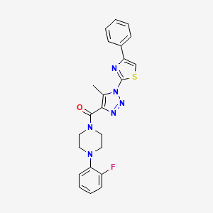 molecular formula C23H21FN6OS B2991707 （4-(2-氟苯基)哌嗪-1-基)（5-甲基-1-(4-苯基噻唑-2-基)-1H-1,2,3-三唑-4-基)甲苯酮 CAS No. 1251564-44-9