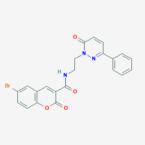 molecular formula C22H16BrN3O4 B2991723 6-bromo-2-oxo-N-(2-(6-oxo-3-phenylpyridazin-1(6H)-yl)ethyl)-2H-chromene-3-carboxamide CAS No. 921528-70-3