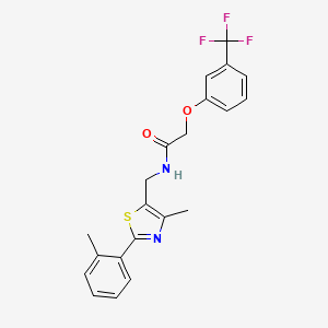 molecular formula C21H19F3N2O2S B2991728 N-((4-methyl-2-(o-tolyl)thiazol-5-yl)methyl)-2-(3-(trifluoromethyl)phenoxy)acetamide CAS No. 1797744-78-5