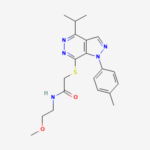 molecular formula C20H25N5O2S B2991732 2-((4-isopropyl-1-(p-tolyl)-1H-pyrazolo[3,4-d]pyridazin-7-yl)thio)-N-(2-methoxyethyl)acetamide CAS No. 1207058-09-0