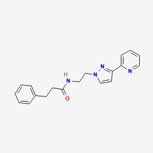 molecular formula C19H20N4O B2991733 3-苯基-N-(2-(3-(吡啶-2-基)-1H-吡唑-1-基)乙基)丙酰胺 CAS No. 1448058-63-6