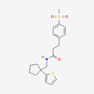 3-(4-(methylsulfonyl)phenyl)-N-((1-(thiophen-2-yl)cyclopentyl)methyl)propanamide