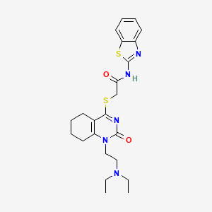 molecular formula C23H29N5O2S2 B2991738 N-(benzo[d]thiazol-2-yl)-2-((1-(2-(diethylamino)ethyl)-2-oxo-1,2,5,6,7,8-hexahydroquinazolin-4-yl)thio)acetamide CAS No. 899949-85-0