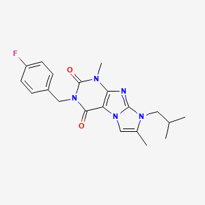 molecular formula C20H22FN5O2 B2991739 2-[(4-Fluorophenyl)methyl]-4,7-dimethyl-6-(2-methylpropyl)purino[7,8-a]imidazole-1,3-dione CAS No. 915928-05-1