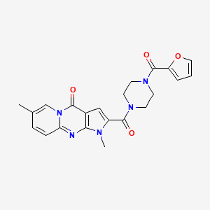 molecular formula C22H21N5O4 B2991743 2-(4-(furan-2-carbonyl)piperazine-1-carbonyl)-1,7-dimethylpyrido[1,2-a]pyrrolo[2,3-d]pyrimidin-4(1H)-one CAS No. 946202-75-1