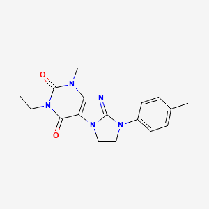 molecular formula C17H19N5O2 B2991748 2-Ethyl-4-methyl-6-(4-methylphenyl)-7,8-dihydropurino[7,8-a]imidazole-1,3-dione CAS No. 330818-17-2