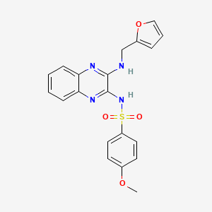 molecular formula C20H18N4O4S B2991754 N-(3-((furan-2-ylmethyl)amino)quinoxalin-2-yl)-4-methoxybenzenesulfonamide CAS No. 714288-53-6