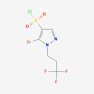 molecular formula C6H5BrClF3N2O2S B2991767 5-Bromo-1-(3,3,3-trifluoropropyl)pyrazole-4-sulfonyl chloride CAS No. 1946816-84-7