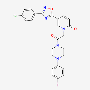 molecular formula C25H21ClFN5O3 B2991769 5-[3-(4-Chlorophenyl)-1,2,4-oxadiazol-5-yl]-1-[2-[4-(4-fluorophenyl)piperazin-1-yl]-2-oxoethyl]pyridin-2-one CAS No. 1112440-72-8
