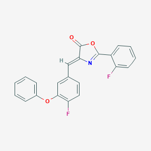 molecular formula C22H13F2NO3 B299177 4-(4-fluoro-3-phenoxybenzylidene)-2-(2-fluorophenyl)-1,3-oxazol-5(4H)-one 