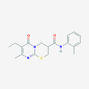 molecular formula C18H21N3O2S B2991787 7-ethyl-8-methyl-6-oxo-N-(o-tolyl)-2,3,4,6-tetrahydropyrimido[2,1-b][1,3]thiazine-3-carboxamide CAS No. 1396862-13-7