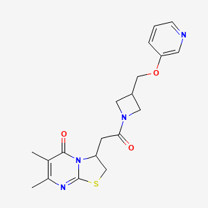molecular formula C19H22N4O3S B2991795 6,7-Dimethyl-3-[2-oxo-2-[3-(pyridin-3-yloxymethyl)azetidin-1-yl]ethyl]-2,3-dihydro-[1,3]thiazolo[3,2-a]pyrimidin-5-one CAS No. 2380040-72-0