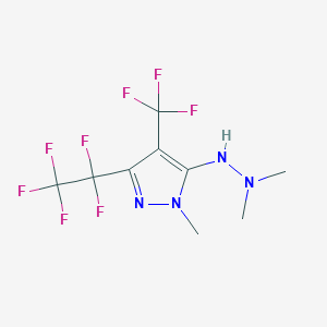 molecular formula C9H10F8N4 B2991805 5-(2,2-dimethylhydrazinyl)-1-methyl-3-(pentafluoroethyl)-4-(trifluoromethyl)-1H-pyrazole CAS No. 104315-30-2