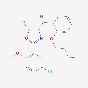 molecular formula C21H20ClNO4 B299181 4-(2-butoxybenzylidene)-2-(5-chloro-2-methoxyphenyl)-1,3-oxazol-5(4H)-one 