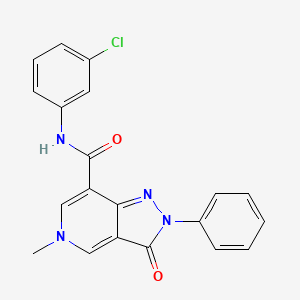 molecular formula C20H15ClN4O2 B2991813 N-(3-chlorophenyl)-5-methyl-3-oxo-2-phenyl-3,5-dihydro-2H-pyrazolo[4,3-c]pyridine-7-carboxamide CAS No. 923222-05-3