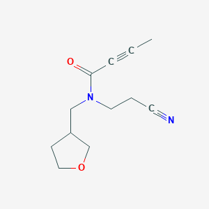 molecular formula C12H16N2O2 B2991815 N-(2-Cyanoethyl)-N-(oxolan-3-ylmethyl)but-2-ynamide CAS No. 2411218-42-1