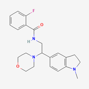 2-fluoro-N-(2-(1-methylindolin-5-yl)-2-morpholinoethyl)benzamide