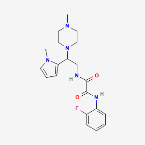 molecular formula C20H26FN5O2 B2991842 N1-(2-fluorophenyl)-N2-(2-(1-methyl-1H-pyrrol-2-yl)-2-(4-methylpiperazin-1-yl)ethyl)oxalamide CAS No. 1049379-81-8