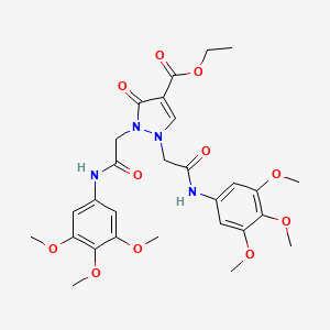 ethyl 3-oxo-1,2-bis(2-oxo-2-((3,4,5-trimethoxyphenyl)amino)ethyl)-2,3-dihydro-1H-pyrazole-4-carboxylate