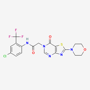 molecular formula C18H15ClF3N5O3S B2991849 N-(4-chloro-2-(trifluoromethyl)phenyl)-2-(2-morpholino-7-oxothiazolo[4,5-d]pyrimidin-6(7H)-yl)acetamide CAS No. 1223815-80-2