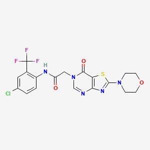 molecular formula C18H15ClF3N5O3S B2991849 N-(4-氯-2-(三氟甲基)苯基)-2-(2-吗啉-7-氧代噻唑并[4,5-d]嘧啶-6(7H)-基)乙酰胺 CAS No. 1223815-80-2