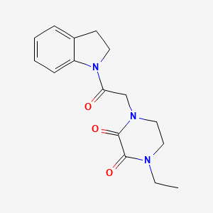 molecular formula C16H19N3O3 B2991853 1-Ethyl-4-(2-(indolin-1-yl)-2-oxoethyl)piperazine-2,3-dione CAS No. 868680-29-9
