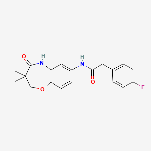 molecular formula C19H19FN2O3 B2991854 N-(3,3-dimethyl-4-oxo-2,3,4,5-tetrahydrobenzo[b][1,4]oxazepin-7-yl)-2-(4-fluorophenyl)acetamide CAS No. 921523-52-6