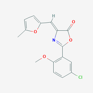 molecular formula C16H12ClNO4 B299187 2-(5-chloro-2-methoxyphenyl)-4-[(5-methyl-2-furyl)methylene]-1,3-oxazol-5(4H)-one 