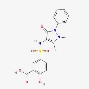 molecular formula C18H17N3O6S B2991873 5-(N-(1,5-dimethyl-3-oxo-2-phenyl-2,3-dihydro-1H-pyrazol-4-yl)sulfamoyl)-2-hydroxybenzoic acid CAS No. 126864-87-7