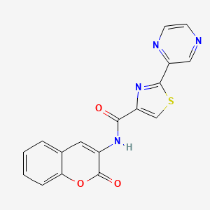molecular formula C17H10N4O3S B2991877 N-(2-oxo-2H-chromen-3-yl)-2-(pyrazin-2-yl)thiazole-4-carboxamide CAS No. 1226453-37-7